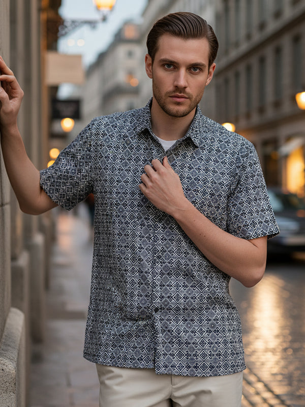 HADID SHIRT SHORT SLEEVE (NAVY BLUE)